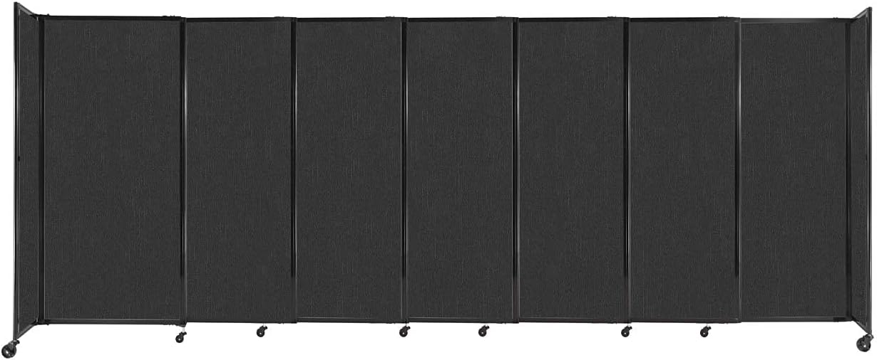 Versare Straightwall Sliding Portable Wall Partition | Freestanding Office Dividers | Locking Wheels | Temporary Room Separator | 15'6'' Wide x 6' Tall Black Fabric Panels