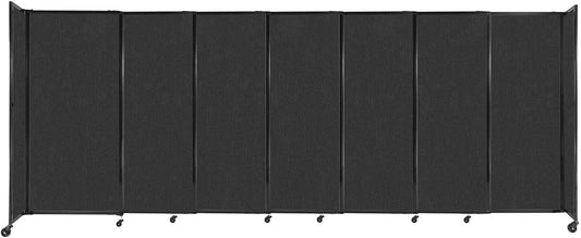 Versare Straightwall Sliding Portable Wall Partition | Freestanding Office Dividers | Locking Wheels | Temporary Room Separator | 15'6'' Wide x 6' Tall Black Fabric Panels