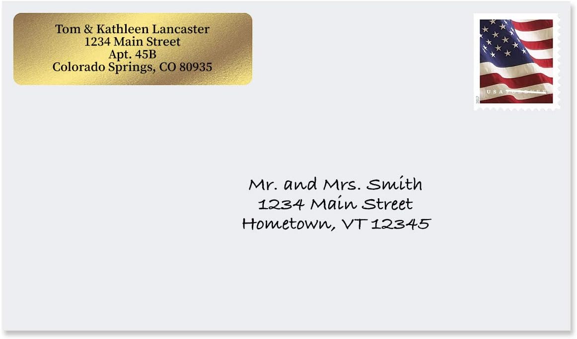 Colorful Images Gold Metallic Foil Rolled Return Address Mailing Labels with Dispenser, Customize with Name & Shipping Address, 250 Self Adhesive, Easy Peel Sticker Label Roll, 3/4" x 2 1/2"