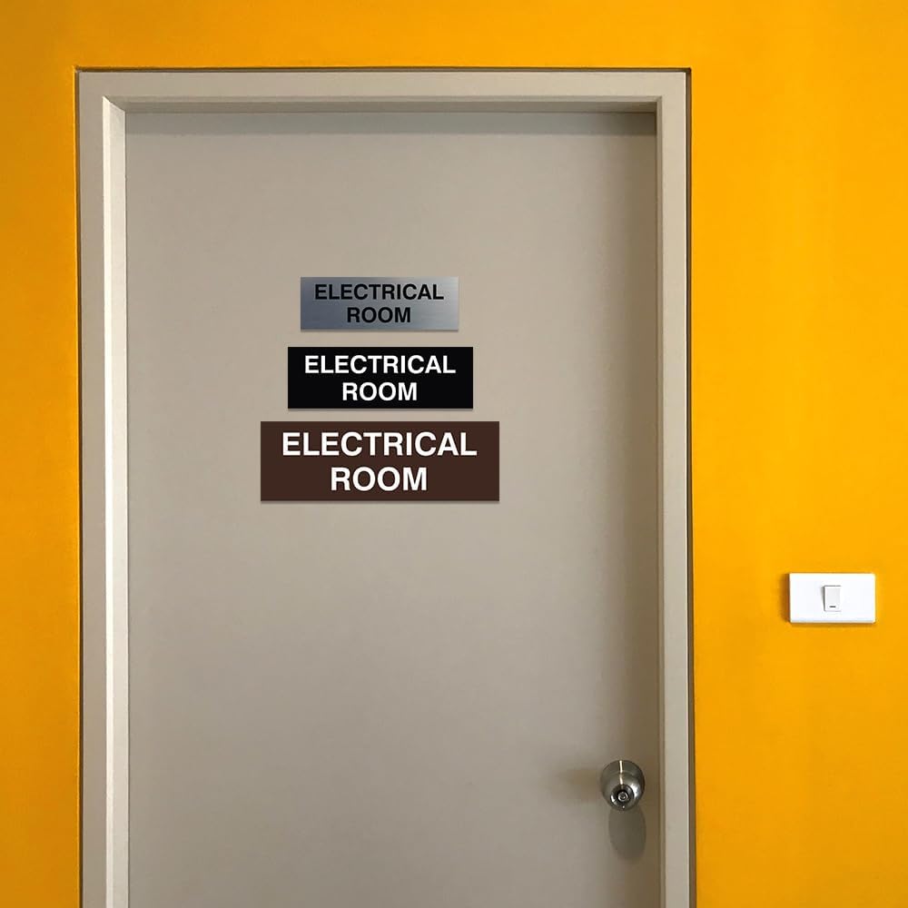 All Quality Basic Electrical Room Sign | Durable Construction | Building Safety - Ivory/Dark Brown - Small (10 Pack)