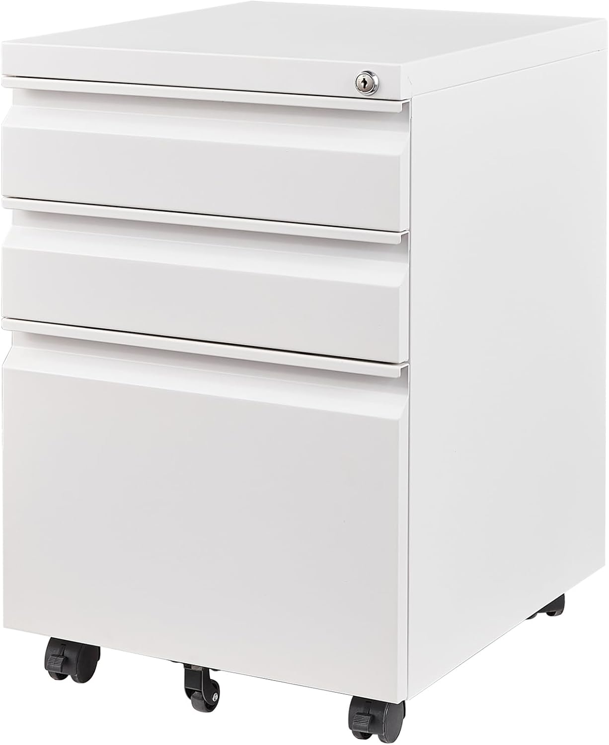 Letaya 3 Drawer Mobile File Cabinet with Lock, Under Desk Metal Filing Cabinets for Home Office Organizer Letters/Legal/A4(Fully Assembled-White)