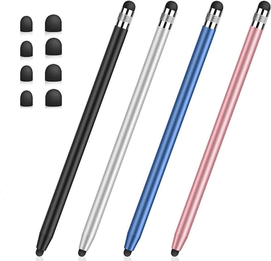 Stylus Pens for Touch Screens(4-Pack), Sensitivity & Precision Stylus Pens for iPhone/iPad/Samsung Galaxy/Tablets and All capacitive Touch Screen Devices + 8 Replaceable Rubber Tips