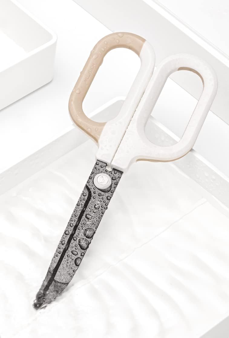 Titanium Non-Stick Scissors, Professional Stainless Steel Comfort Grip, All-Purpose, Straight Office Craft Scissors for DIY art and craft White