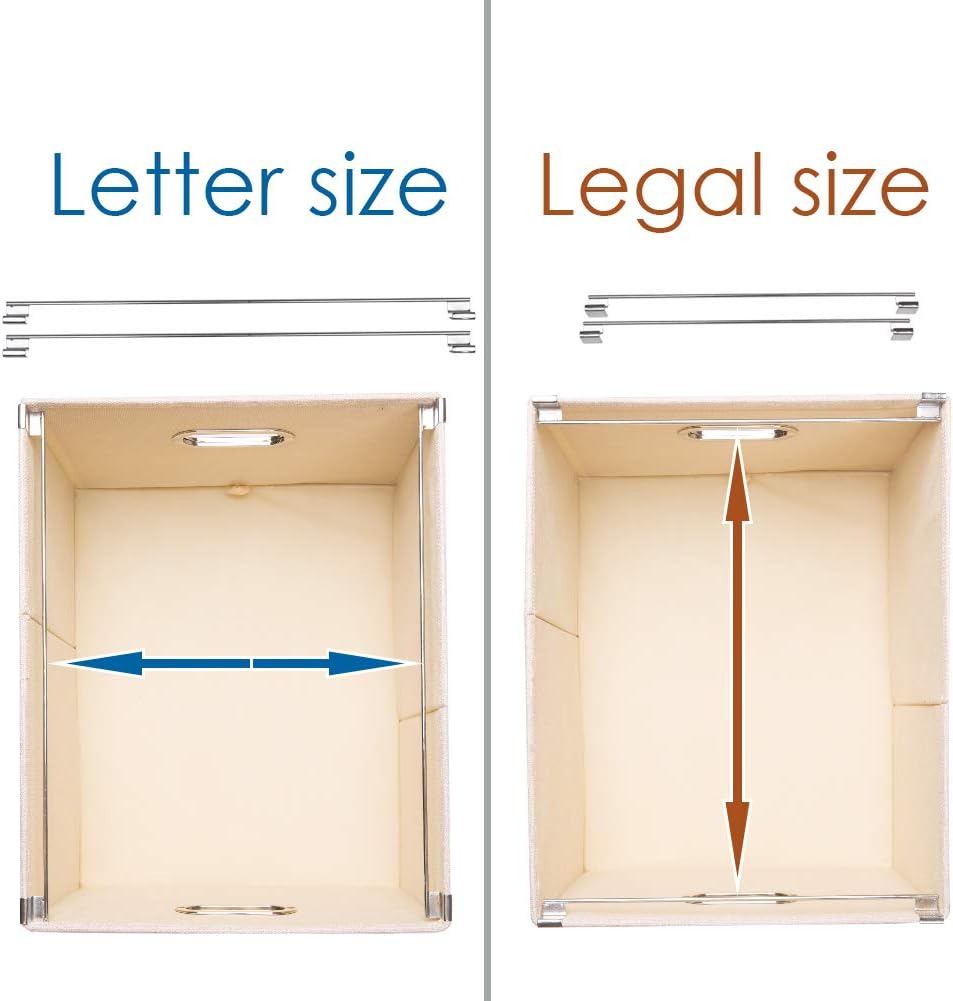 PRANDOM File Organizer Box - Set of 4 Collapsible Decorative Linen Filing Storage Hanging File Folders with Lids Office Cabinet Letter/Legal Size Light Grey (17x14x11.2 inch)