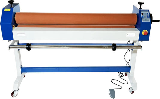 Electric Manual Cold Laminator, Movable 51IN/1300MM Wide Format Large Roll Laminating Machine Rubber Roller with Frame for Office Film Photo Vinyl Poster Laminating