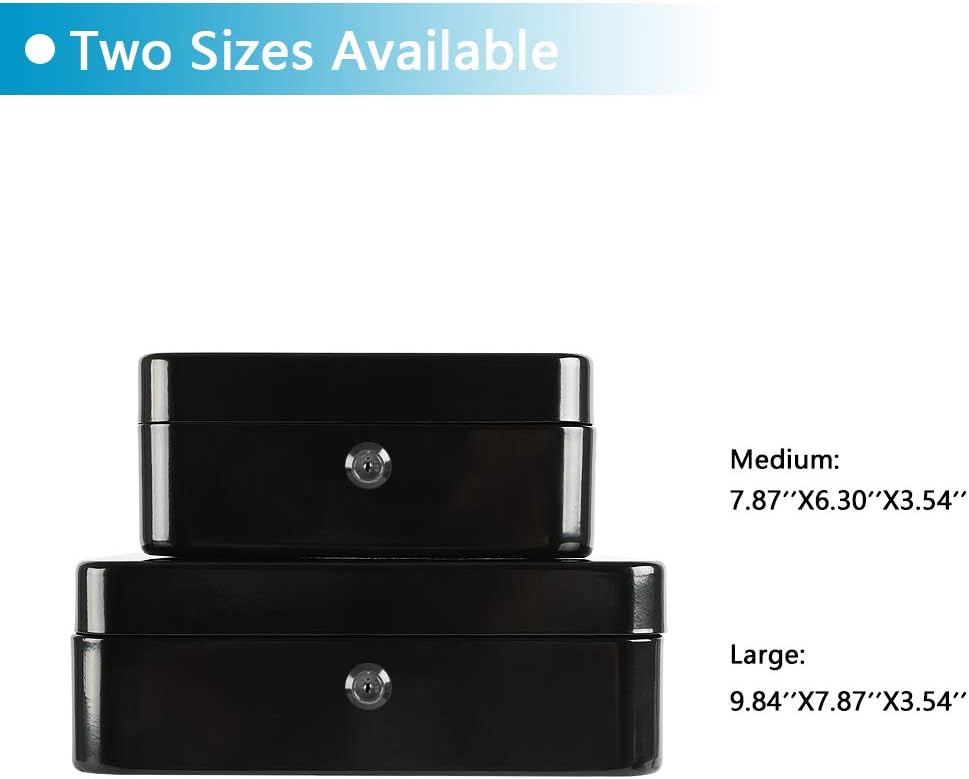 xydled Locking Steel Medium Cash Box with Removable Coin Tray and Key Lock,7.87"x 6.30"x 3.54",Black