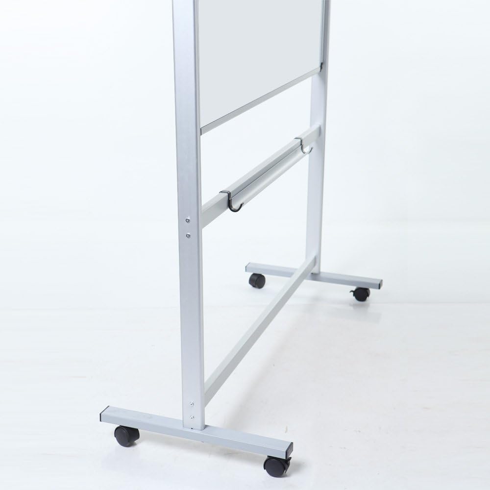 VIZ-PRO Double-Sided Magnetic Mobile Whiteboard, 60 x 48 Inches, Rolling Dry Erase Board Easel Stand on Wheels with Aluminium Frame for School Office Home 5' x 4'