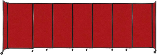 Versare Straightwall Sliding Portable Wall Partition | Freestanding Office Dividers | Locking Wheels | Temporary Room Separator | 15'6'' Wide x 5' Tall Red Fabric Panels