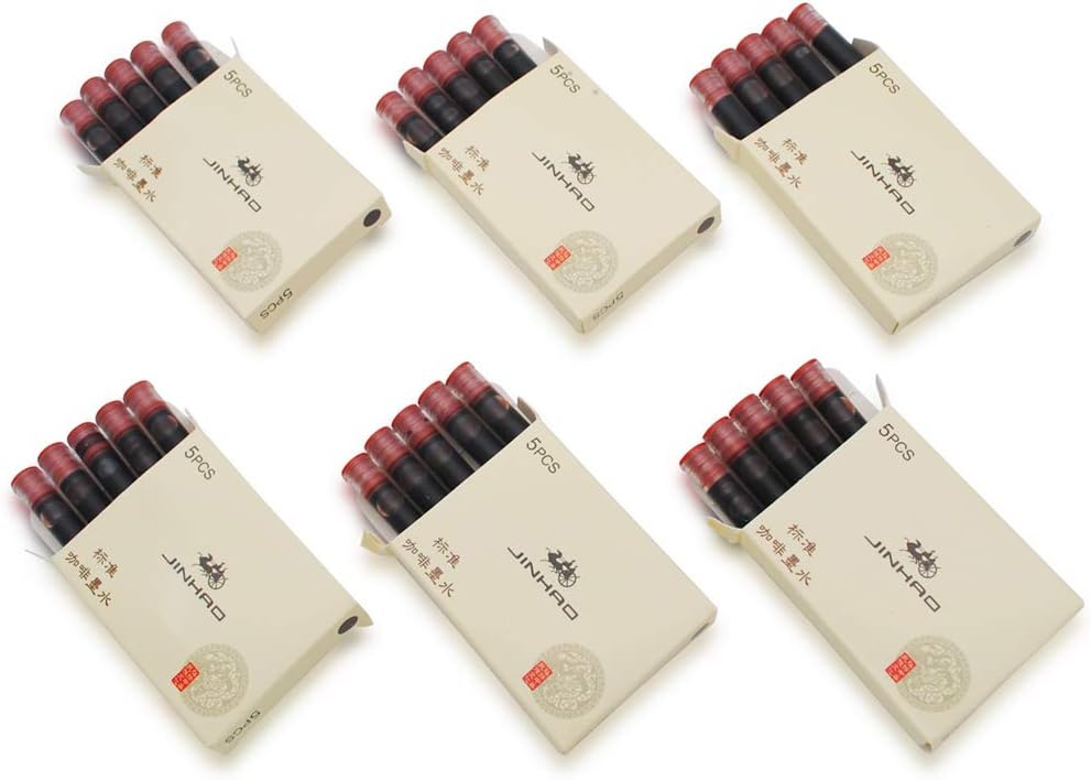 30pcs JINHAO Ink Cartridges Fountain Pen Refills for JINHAO and Baoer Pen Standard Size (Brown)