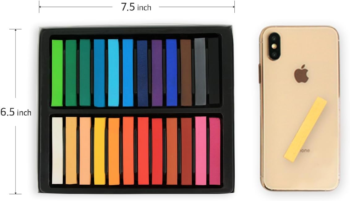 HA SHI Soft Chalk Pastels, 24 Assorted Colors Non Toxic Art Supplies, Square Charcoal, Drawing Media for Artist Stick Pastel for Professional, Kids, Beauty Nail Art, Pan Chalk Pastels