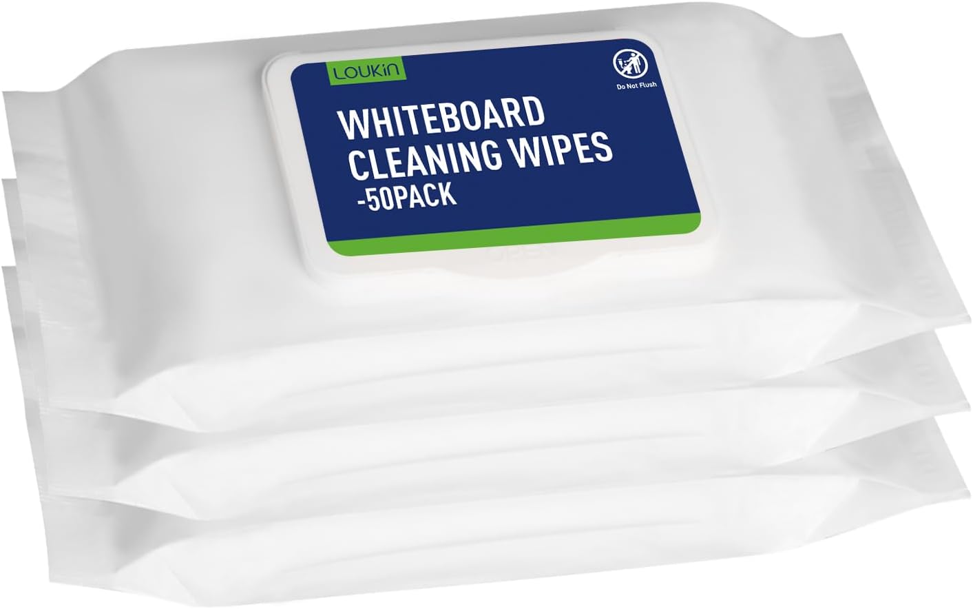 loukin Dry Erase Wipes, Whiteboard Cleaning Wipes, Non-Toxic Cleaning Wipes for Whiteboard, 3 Pack, 50 Wipes Per Pack