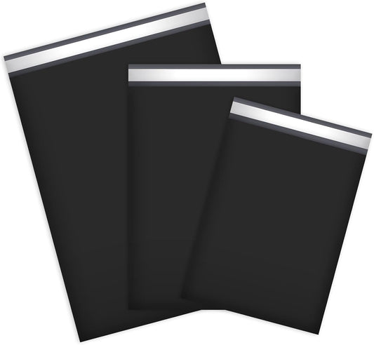 UCGOU 30 Pack Black Poly Mailers Variety Size Pack, 10x13 Inch & 12x15.5 Inch & 14.5x19 Inch, 10 PCS Each Shipping Bag for Clothing Self-sealing Adhesive Poly Mailers Assorted Sizes for Small Business