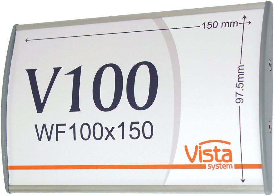 SET OF 4, OFFICE SIGN HOLDER FOR WALL OR DOOR MOUNT NAME PLATE FRAME DISPLAY CURVATURE PLAQUE SILVER ALUMINUM, 4.00" W x 6.00" H