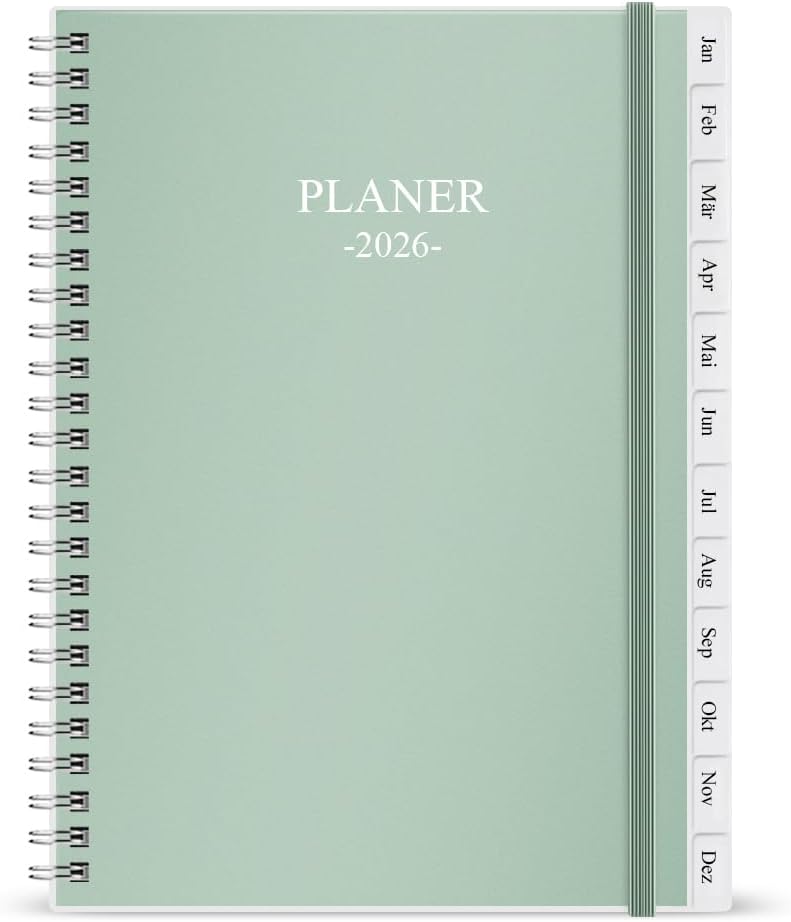 2025-2026 Planner - Monthly Planner Runs July 2025 to June 2026, 6.25" x 8.25", 12 Monthly Tabs, 14 Notes Page, Inner Pocket, Flexible Cover with Twin-Wire Binding, Planners 2025-2026, Green
