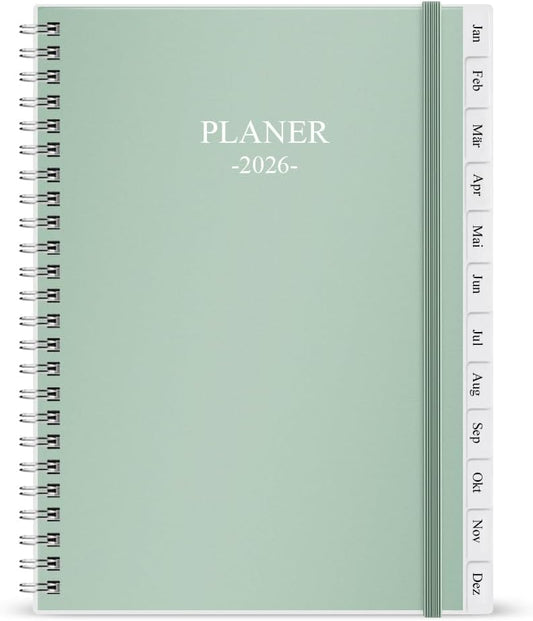 2025-2026 Planner - Monthly Planner Runs July 2025 to June 2026, 6.25" x 8.25", 12 Monthly Tabs, 14 Notes Page, Inner Pocket, Flexible Cover with Twin-Wire Binding, Planners 2025-2026, Green