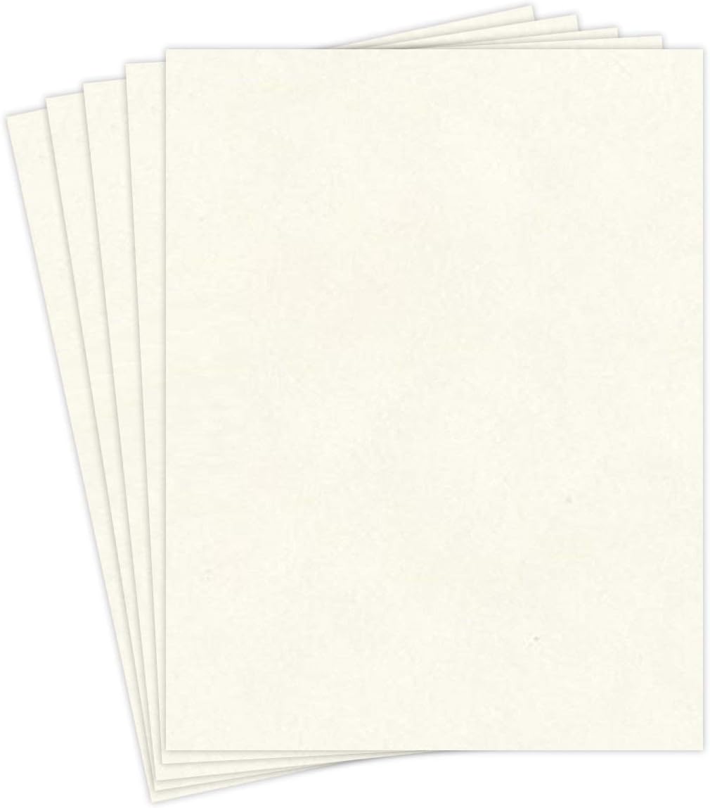 New White Stationery Parchment Recycled Paper | 65Lb Cover Cardstock | 8.5” x 11” Inches | 50 Sheets Per Pack