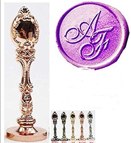 Custom Name Initial Monogram Wax Seal Stamp Kit 2 Letters Monogram Rose Gold Metal Handle Christmas Invitation Embellishment Gift Wrap Package Customizable Personalized Wed Wax Seal Stamp Set