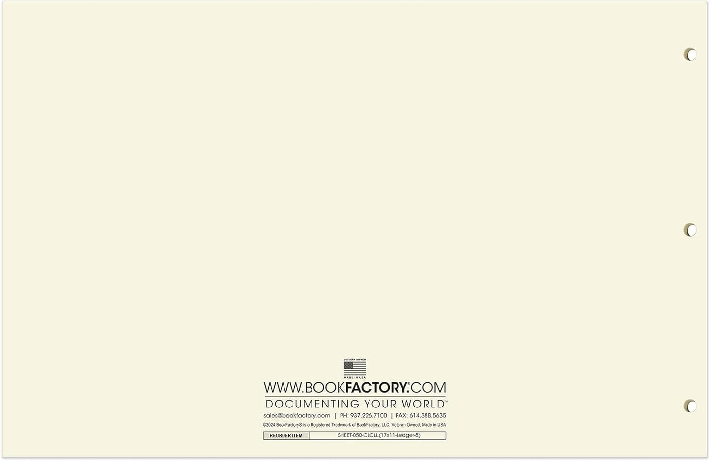 BookFactory Ledger Sheets/Large 5 Column Accounting Ledger Columnar (Five Columns) Loose Leaf Paper - 17'' x 11'', 50 Pages, Loose Leaf, 3 Hole Punched (SHEET-050-CLCLL(17x11-Ledger-5)-AX)