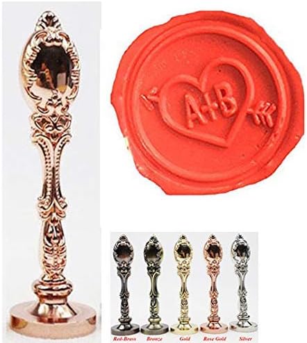 Vintage Custom Wedding Sealing Wax Seal Stamp Kit 2 Letters Monogram Arrow Heart Rose Gold Handle Custom Invitation Christmas Gift Wrap Package Customize Personalized Words Wax Seal Stamp Set