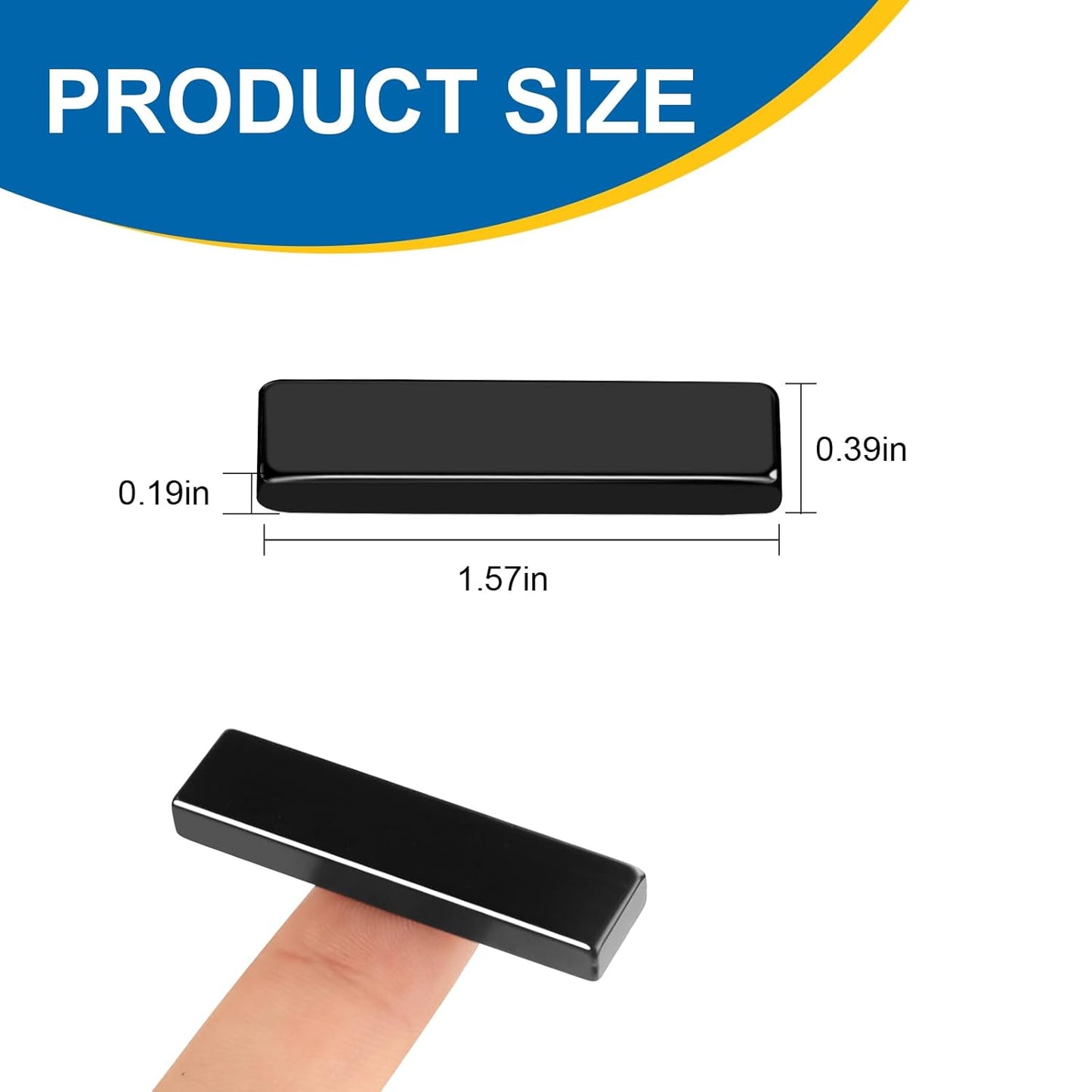 LOVIMAG Powerful Rare Earth Magnets, Refrigerator Magnets with Double-Sided Adhesive, Black Heavy Duty Magnet for Cabinet Doors, Fridge, Classroom, Grill, Garage, Kitchen - 40x10x5 mm,Pack of 6