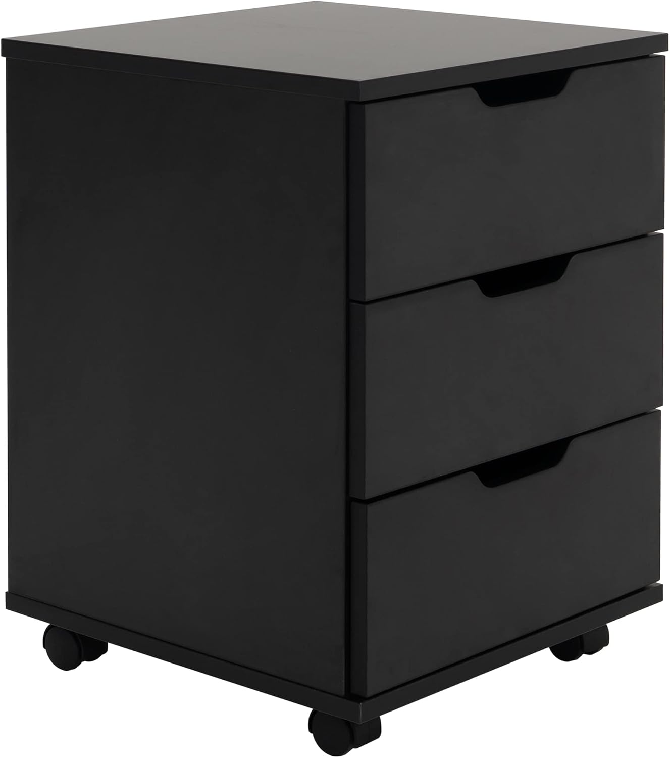 Farini 3-Drawer Vertical Filing Cabinet Rolling Wood Mobile File Cabinets Under Desk for Home Office with Casters (Black, Non-Assembled)