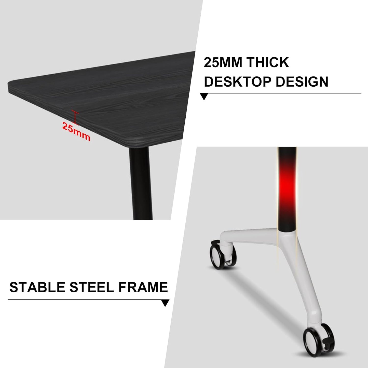 Conference Room Table with Flip-Top Design for Dynamic Meetings, Business Table Computer Desk with Heavy-Duty Frame,Foldable Seminar Meeting Tables for Home Office (4, F, 55.1IN)