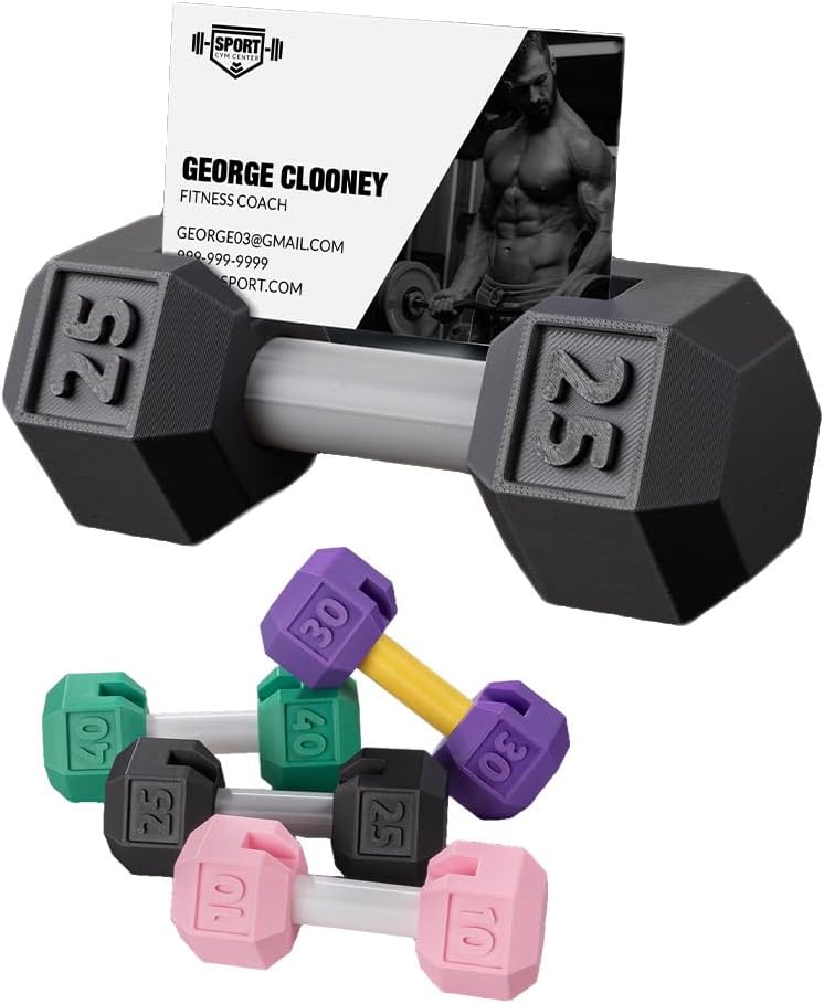 Custom Dumbbell Business Card Holder Desk 3d Printed Business Cards Holder For Office Business Card Displays Stand For Fitness Coaches Trainers 11 Colors