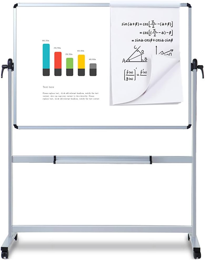 VIZ-PRO Double-Sided Magnetic Mobile Whiteboard, 72 x 40 Inches, Rolling Dry Erase Board Easel Stand on Wheels with Aluminium Frame for School Office Home