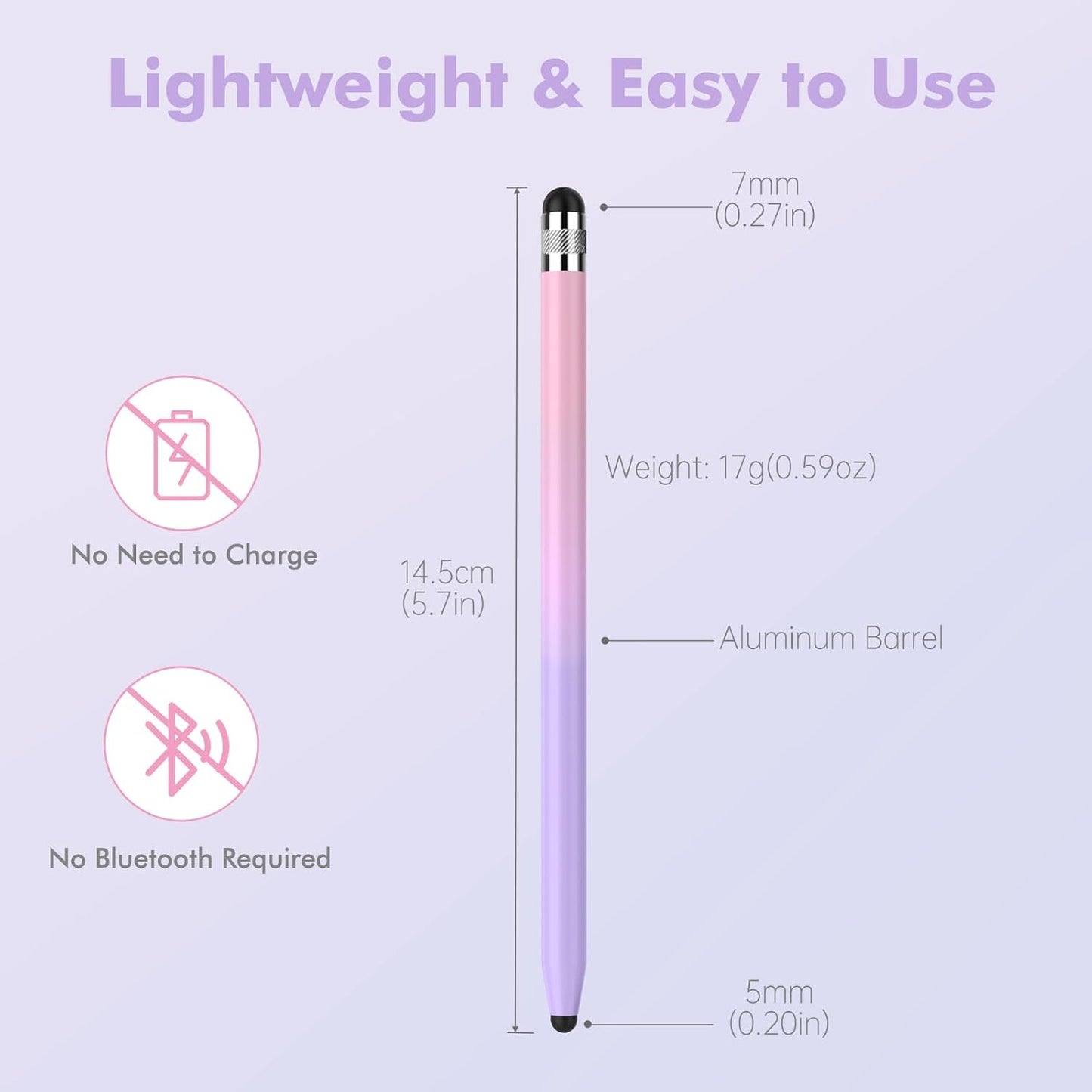 5Pcs Stylus Pens, 2 in 1 Stylus Pen for Touchscreen High Sensitivity Capacitive Stylus for iPad, iPhone, Android Samsung Tablets Skylight Calendar All Universal Touchscreen Devices with 10 Rubber Tips