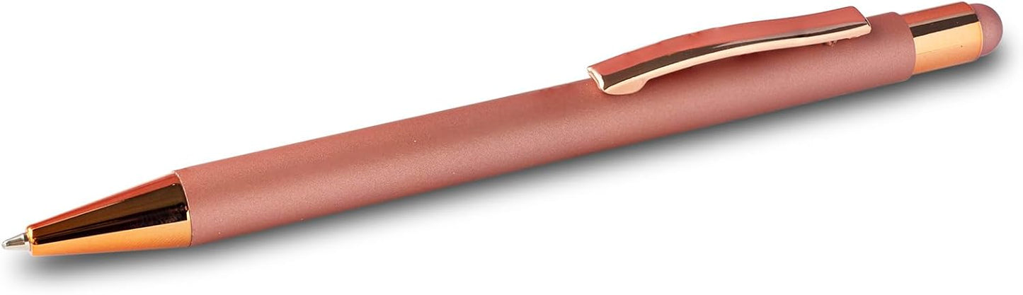 Ballpoint Pen with Stylus Tip Black Ink 1.0 mm Medium Point Soft Touch Metal Matt Assorted Color Barrel 10 Count