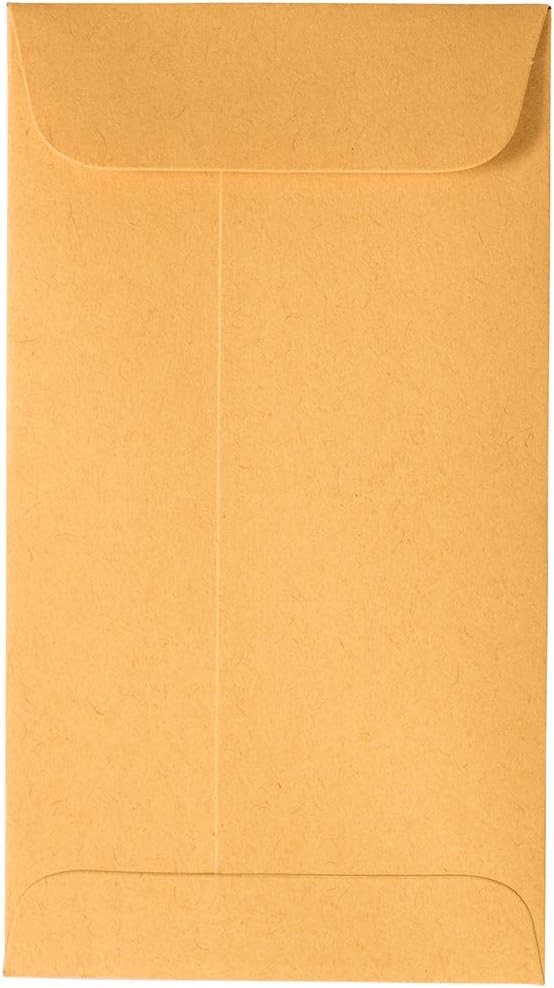 JAM PAPER #6 Coin Business Envelopes with Peel and Seal Closure - 3 3/8 x 6 - Brown Kraft Manila - Bulk 500/Carton