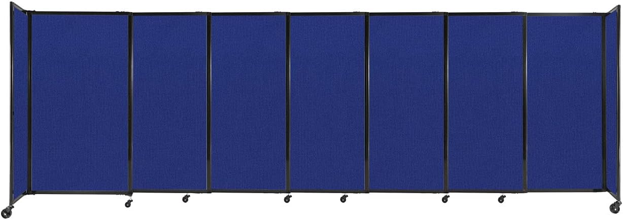 Versare Straightwall Sliding Portable Wall Partition | Freestanding Office Dividers | Locking Wheels | Temporary Room Separator | 15'6'' Wide x 5' Tall Royal Blue Fabric Panels