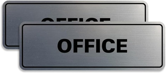 Signs ByLITA Standard Office Sign - Professional Business Signage - Easy to Install (Brushed Silver) - Large2 Pack