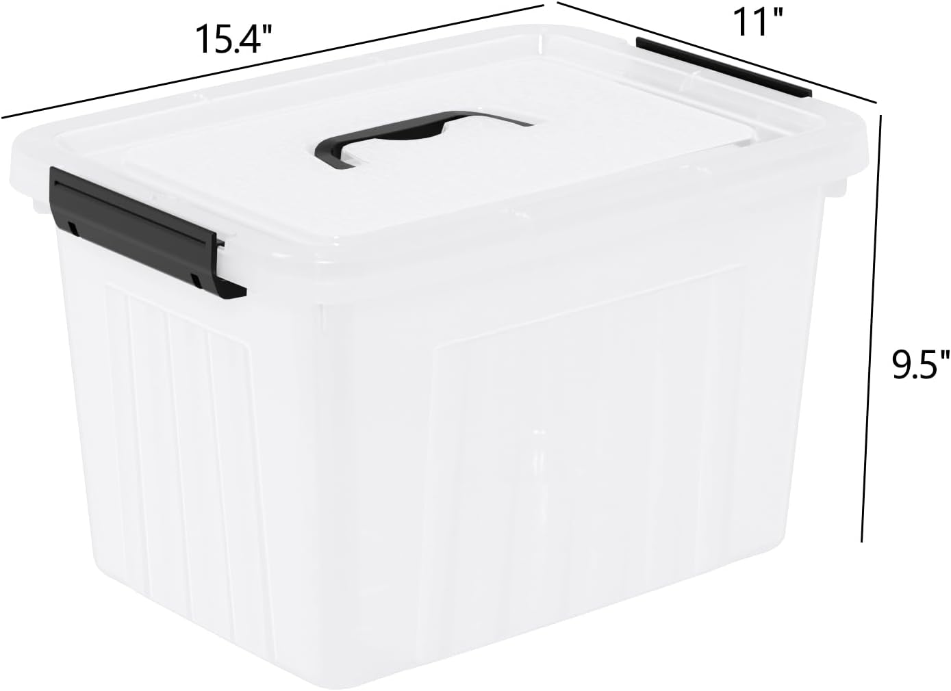 4 Pack Plastic Storage Boxes, Lidded Storage Bins with Handle, 20L, Clear