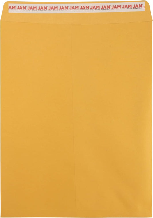 JAM PAPER 12 x 15 1/2 Open End Catalog Recycled Envelopes with Peel and Seal Closure - Brown Kraft - Bulk 250/Box