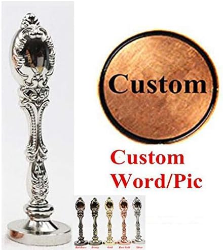 Vintage Custom Sealing Wax Seal Stamp Kit Picture Your Design Logo Picture Silver Handle Wedding Invitation Embellishment Christmas Gift Wrap Package Customize Personalized Wax Seal Stamp Set