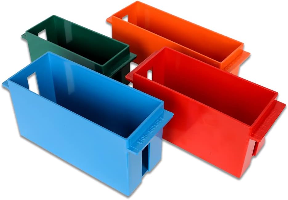 BankSupplies Large Capacity Storage Trays Set for Pennies, Nickels, Dimes, and Quarters - High Capacity Box, Rolled Coin Holder, Stackable Sorting Tray