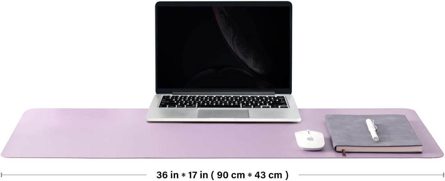 HOMIEAZICOZI Leather Desk Mat - Non-Slip PU Desk Pad for Office and Home - Desk Organization and Accessories - Ideal for Large Mouse Pad and Desk Mats on Top of Desks (Purple,36''x 17'') (DPD-Pu-L)
