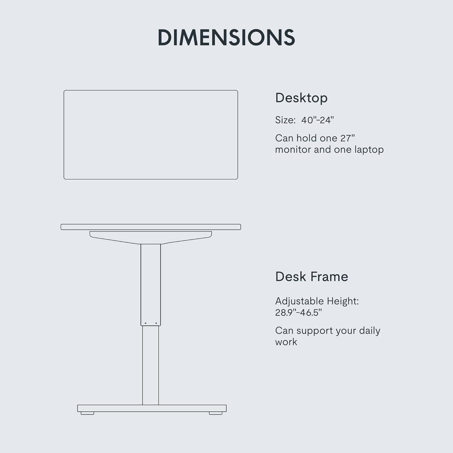 FLEXISPOT EN1 Whole-Piece Standing Desk Electric Stand Up Desk Workstation 40 x 24 Inches Desktop Ergonomic Height Adjustable (White Frame + 40" White Desktop)