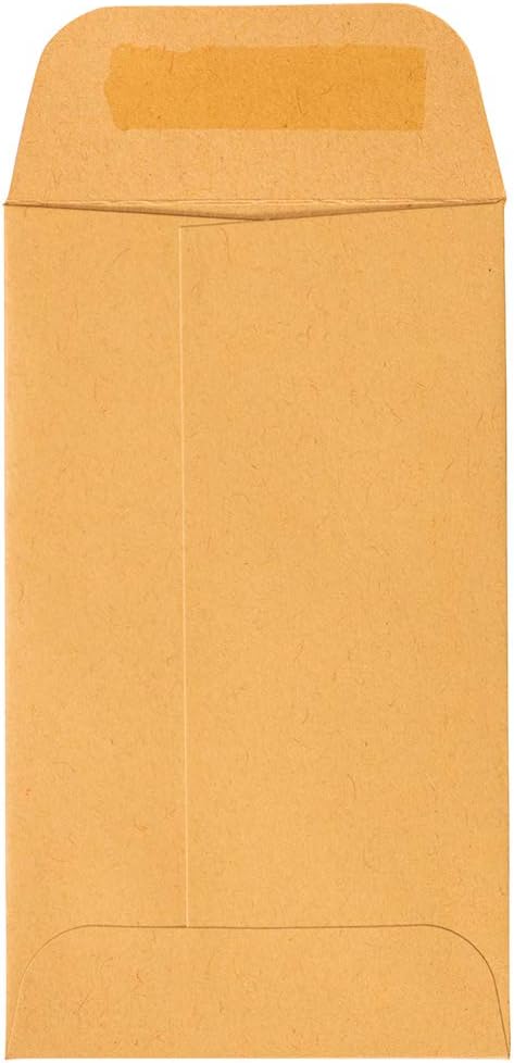 JAM PAPER #3 Coin Business Commercial Envelopes with Peel and Seal Closure - 2 1/2 x 4 1/4 - Brown Kraft Manila - Bulk 500/Carton