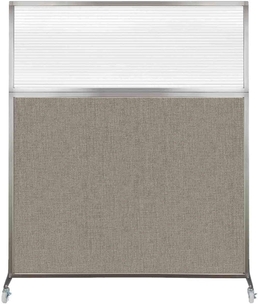 Versare Hush Screen Portable Room Divider with Wheels | Workstation Wall Divider | Freestanding Privacy Hush Panels | Clear Fluted Windows | Fabric Office Divider Screen | Great for Room Separation