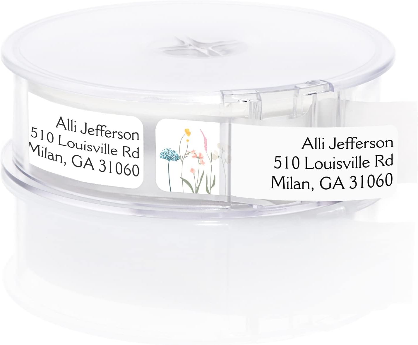 Wildflower Rolled Address Labels / 500 Personalized Return Address Labels/Designer Address Stickers in Elegant Plastic Dispenser