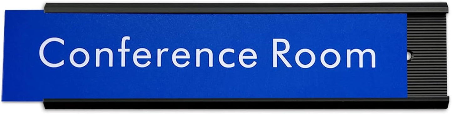 10 Pack Aluminum Name Plate Holders for Door or Wall, 2” x 8” Office Wall Mount Name Plate Holder with Textured Design and Double Sided Tape, for Office, Business, Meeting Room (Black)