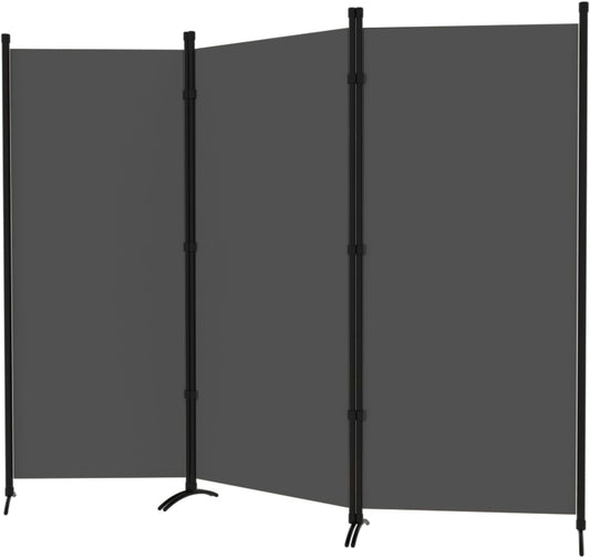 Room Divider 3-Panel Privacy Screen, Portable Screen Steel Frame with Hook&Loop for Home, Office, Classroom, Studio, Meeting (Grey