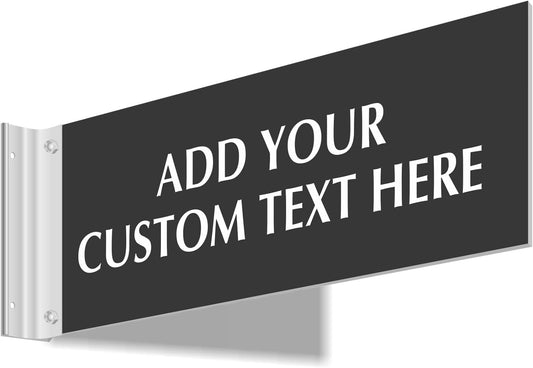 SmartSign Custom Projecting Hallway Sign with Bracket - 4"x12", Double-Sided, Wall Mount Laser Engraved, 16 Color Choices, Acrylic Corridor Sign & 3" Silver Brackets Kit, USA-Made