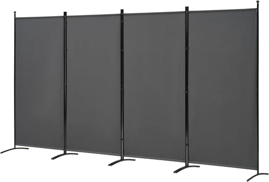 Spurgehom 4 Panel Room Divider Folding Privacy Screen, Freestanding Fabric Partition Portable Room Partition Wall Dividers for Home Office Room Restaurant, 136" W X 72" H (Grey)