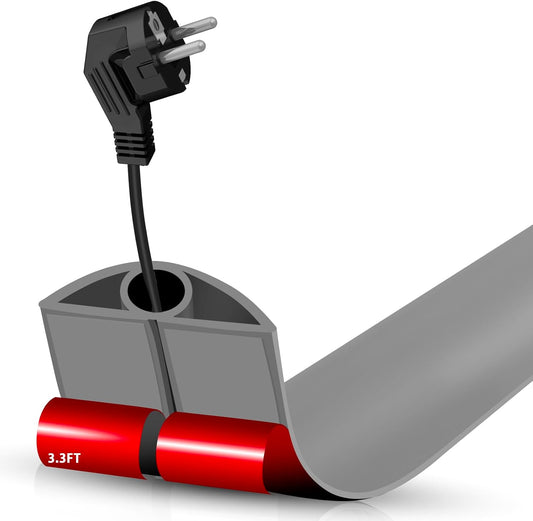 Floor Cord Cover Self Adhesive Cord Hider,3.3FT Cable Management, Extension Strip Protector for Wires, Prevent Cable Trips for Offices, Gyms, Exhibitions Cavity:0.3"(W) x 0.28"(H) Gray