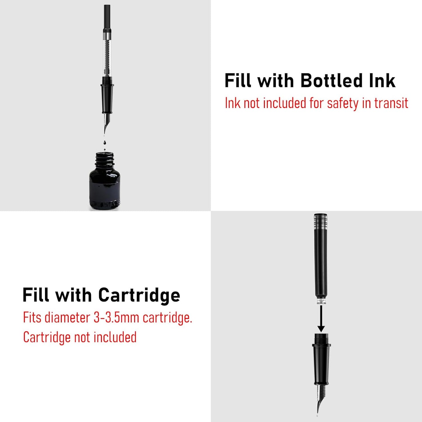 Nicpro Fountain Pen Set with Box, Classic Black Fancy Pen with Converter, 0.38mm Extra Fine Nib Smooth Writing Calligraphy, Office, Business, Luxury Pen