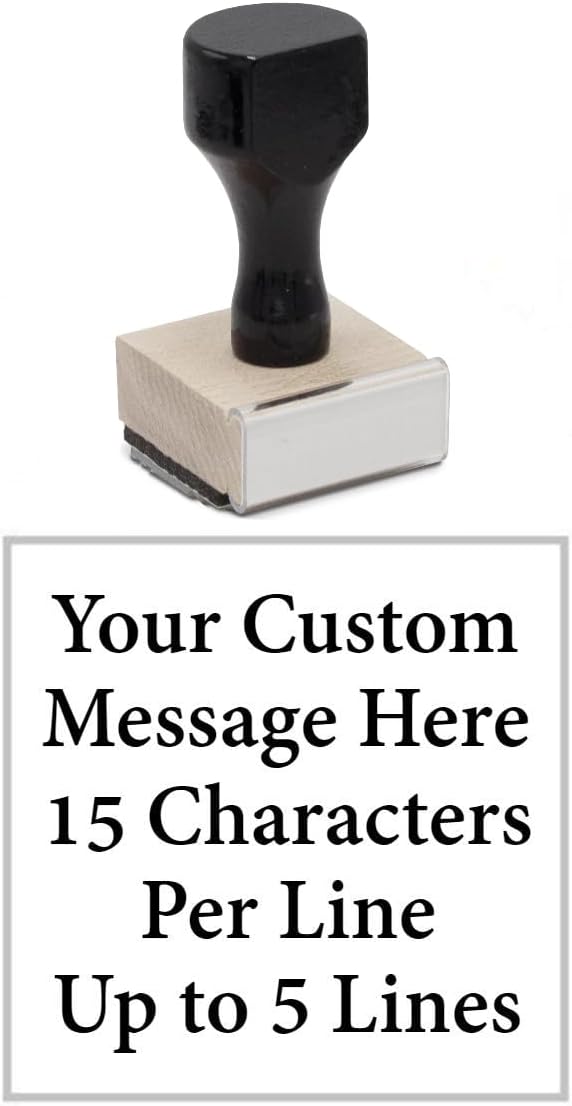 Infusion Custom Text Traditional Wood Stamp with Plastic Handle, 1" x 1"