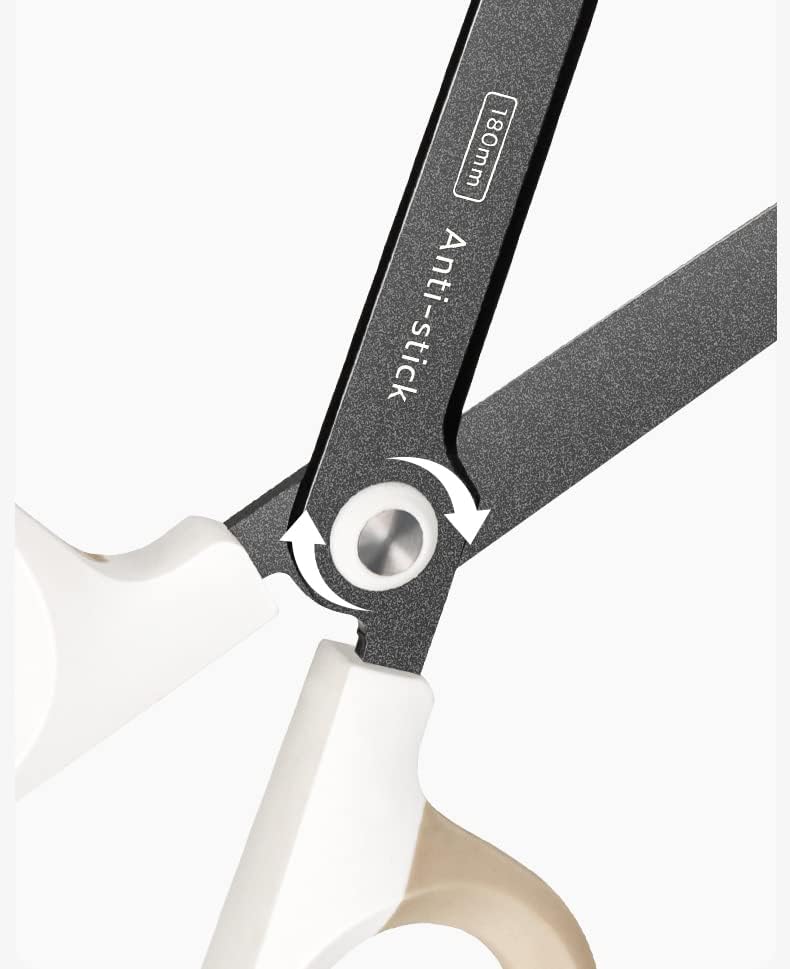 Titanium Non-Stick Scissors, Professional Stainless Steel Comfort Grip, All-Purpose, Straight Office Craft Scissors for DIY art and craft White